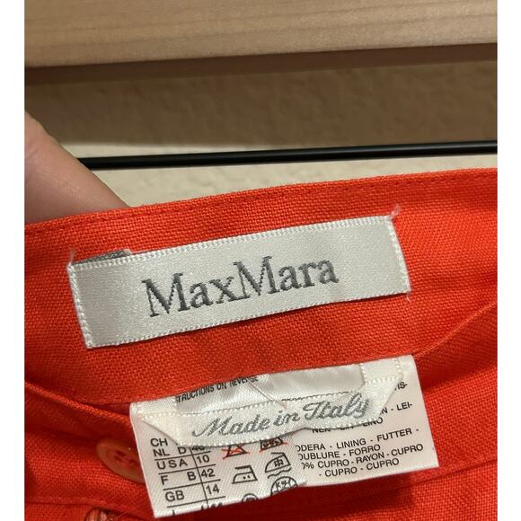 Max Mara Linen Skirt Women's Size 10 Orange Pencil Knee Length Straight Colorful - Picture 3 of 11